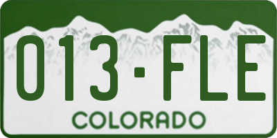 CO license plate 013FLE