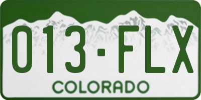 CO license plate 013FLX