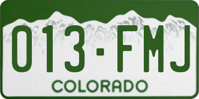 CO license plate 013FMJ