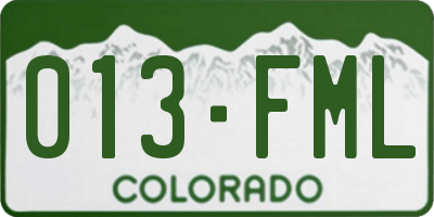 CO license plate 013FML
