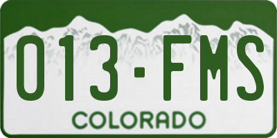 CO license plate 013FMS