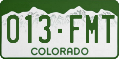 CO license plate 013FMT