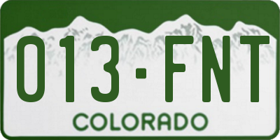 CO license plate 013FNT