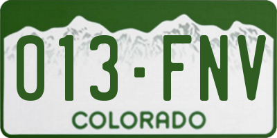 CO license plate 013FNV