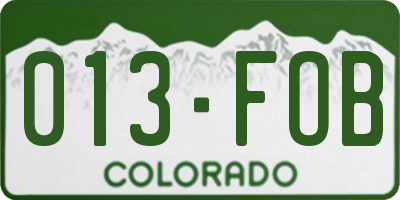 CO license plate 013FOB