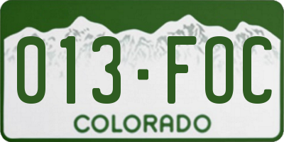 CO license plate 013FOC
