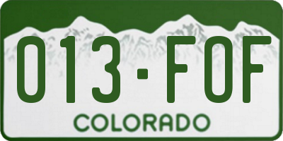 CO license plate 013FOF