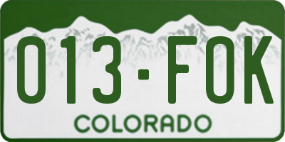 CO license plate 013FOK