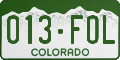 CO license plate 013FOL