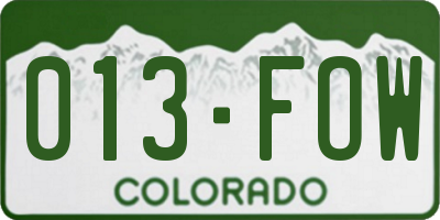 CO license plate 013FOW
