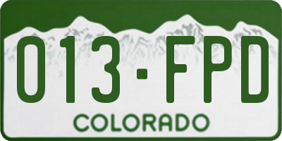 CO license plate 013FPD