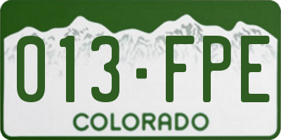 CO license plate 013FPE