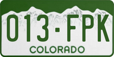 CO license plate 013FPK