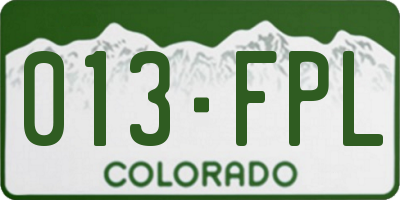 CO license plate 013FPL
