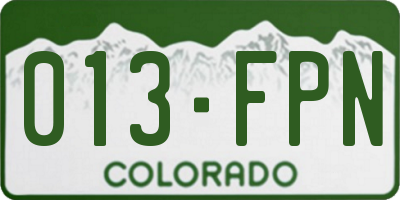CO license plate 013FPN