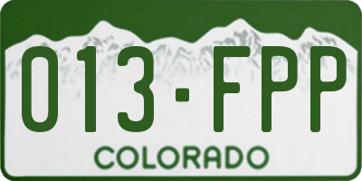 CO license plate 013FPP