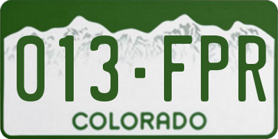 CO license plate 013FPR