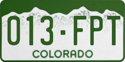 CO license plate 013FPT