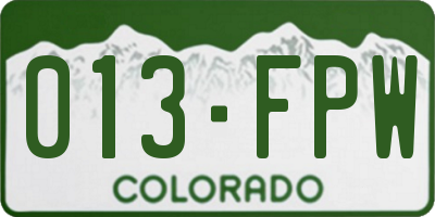 CO license plate 013FPW