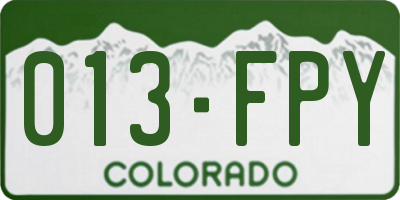 CO license plate 013FPY