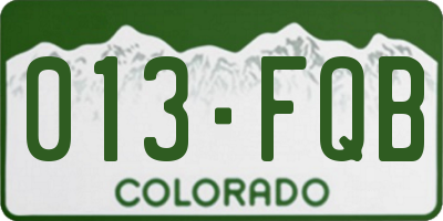 CO license plate 013FQB