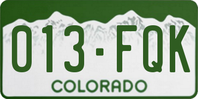 CO license plate 013FQK