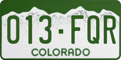 CO license plate 013FQR