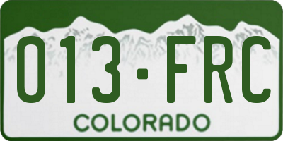 CO license plate 013FRC