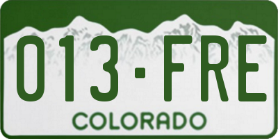 CO license plate 013FRE