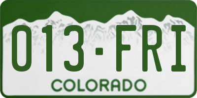 CO license plate 013FRI