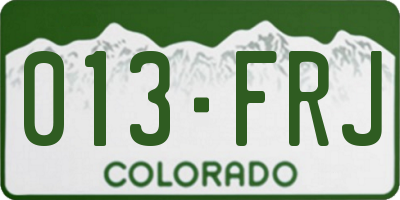 CO license plate 013FRJ