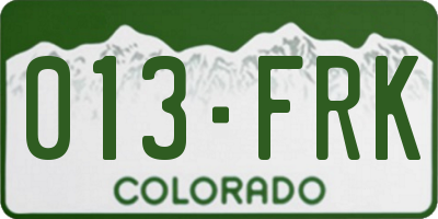 CO license plate 013FRK