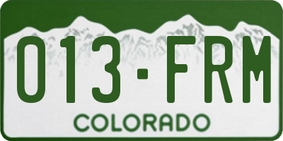 CO license plate 013FRM