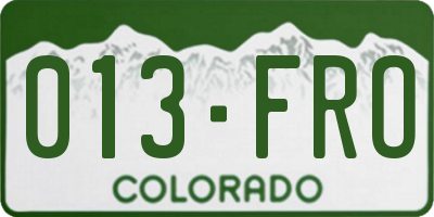 CO license plate 013FRO