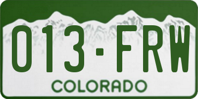 CO license plate 013FRW