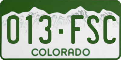 CO license plate 013FSC