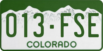 CO license plate 013FSE