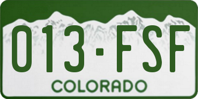 CO license plate 013FSF