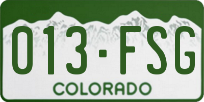 CO license plate 013FSG