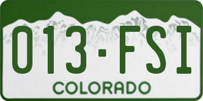 CO license plate 013FSI
