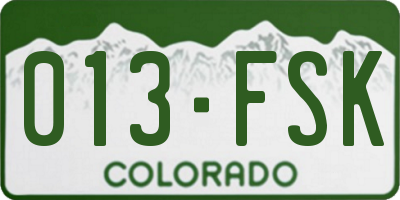 CO license plate 013FSK