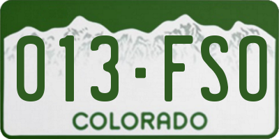 CO license plate 013FSO