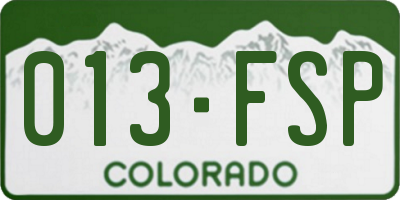 CO license plate 013FSP