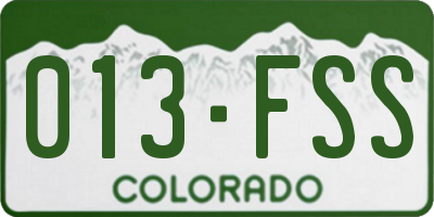 CO license plate 013FSS