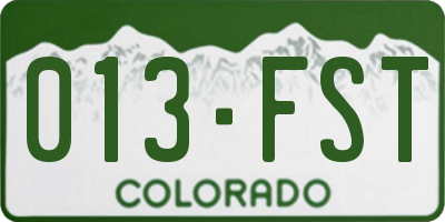 CO license plate 013FST