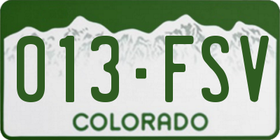 CO license plate 013FSV