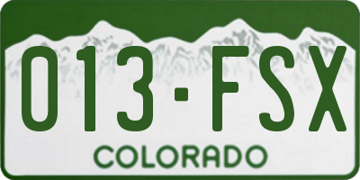 CO license plate 013FSX