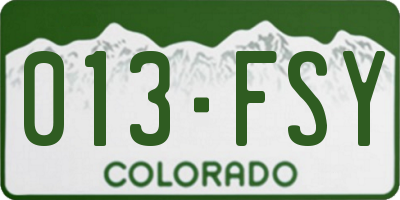 CO license plate 013FSY