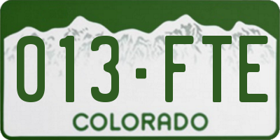 CO license plate 013FTE