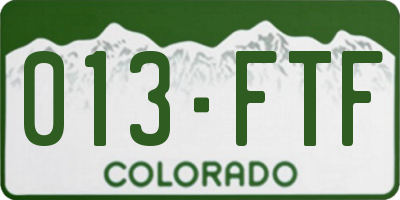 CO license plate 013FTF